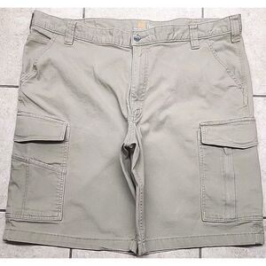 Carhartt Shorts Mens 42 Khaki Beige Tan Relaxed Fit Rugged Flex Cargo Utility